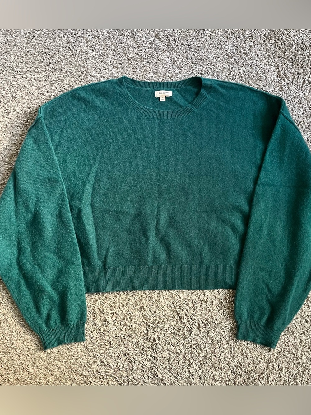 Pilcro Anthropologie 100% Cashmere Mockneck Forest Green Holiday Christmas Large